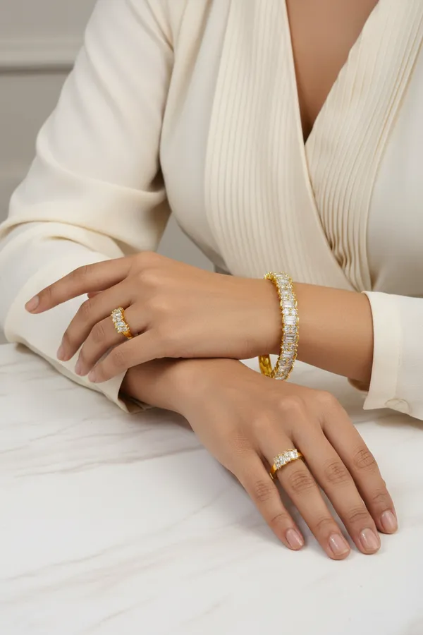 Baguette_Cut_Bangle_Ring_Set
