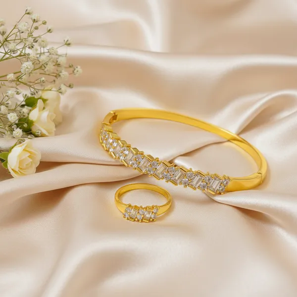 Baguette_Cut_Bangle_Ring_Set