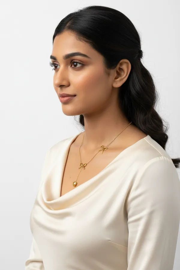 Gold_Dual_Bow_Heart_Drop_Necklace