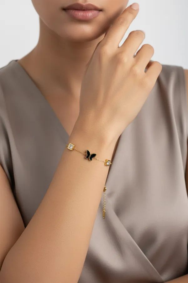 Black_Butterfly_Clover_Multi_Charm_Bracelet