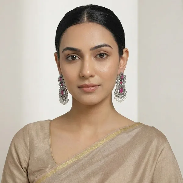 Oxidized_Silver_Pink_Stone_Chandbali_Earrings_With_Pearl_Drops