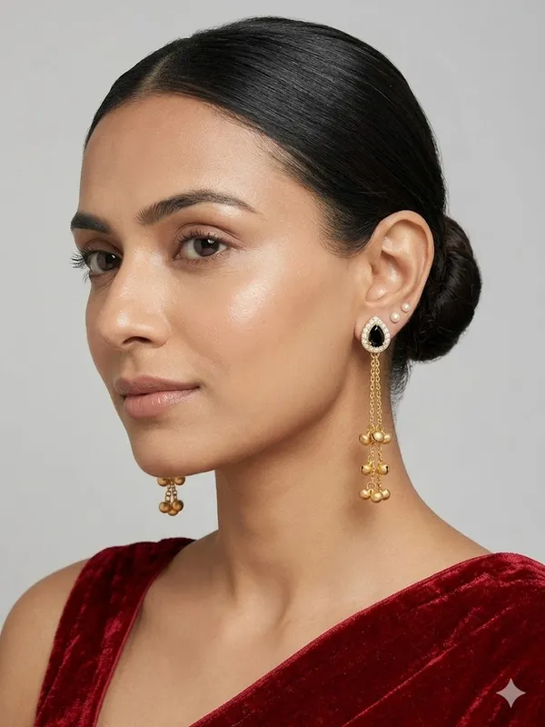 Elegant_Black_Stone_Drop_Earrings_With_Golden_Beads