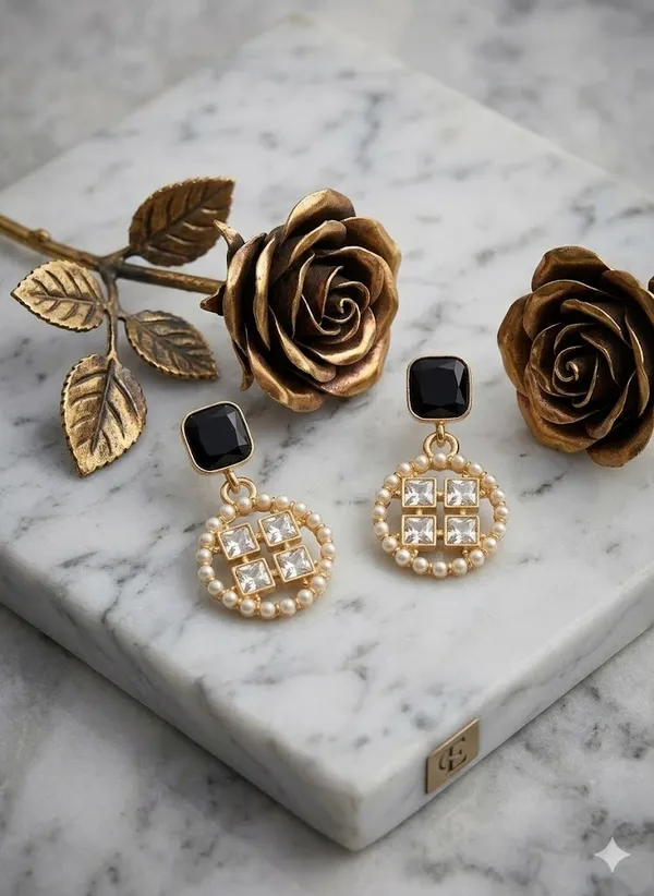 Gold_Toned_Black_Stone_Drop_Earrings_With_Crystal_Embellishments