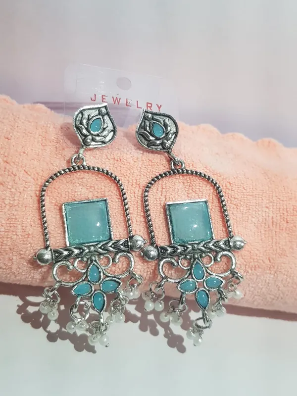 Oxidized_Silver_Turquoise_Stone_Earrings_Ethnic_Chandbali_Danglers