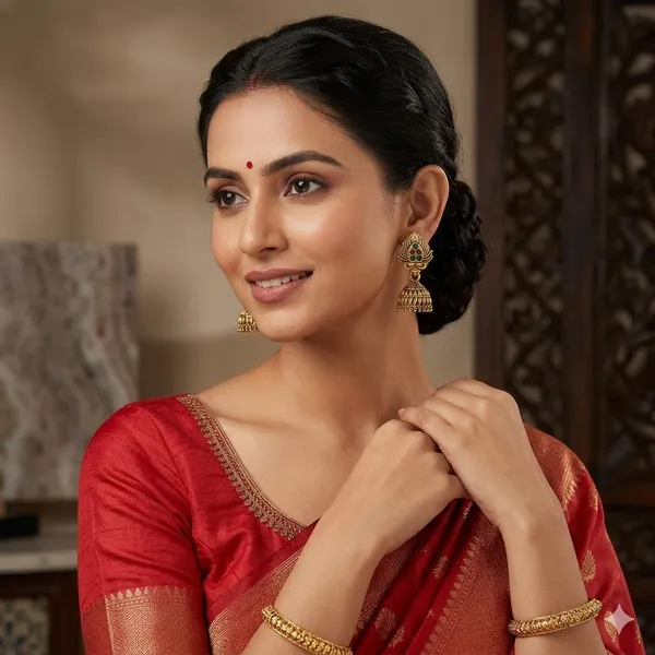 Traditional_Gold_Toned_Jhumka_Earrings_With_Green_Stone