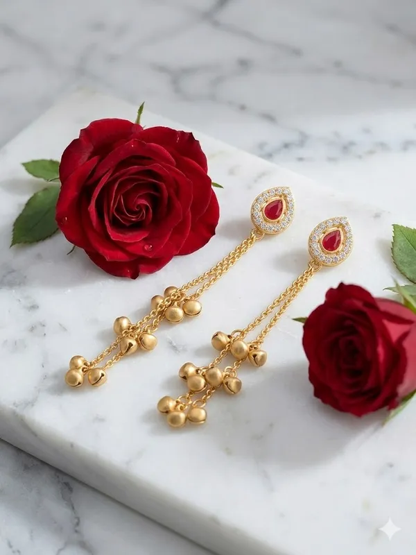 Red_Stone_Teardrop_Earrings_With_Golden_Jhumka_Danglers