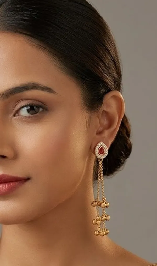 Red_Stone_Teardrop_Earrings_With_Golden_Jhumka_Danglers