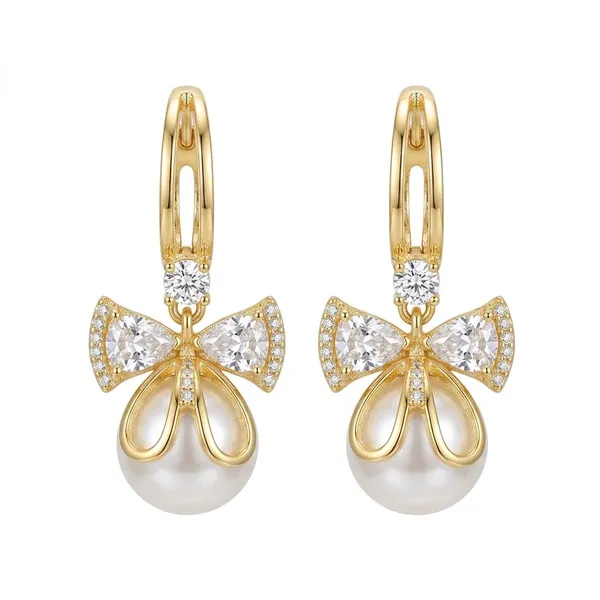 Gold_Plated_Pearl_Drop_Earrings_With_Crystal_Bow_Design