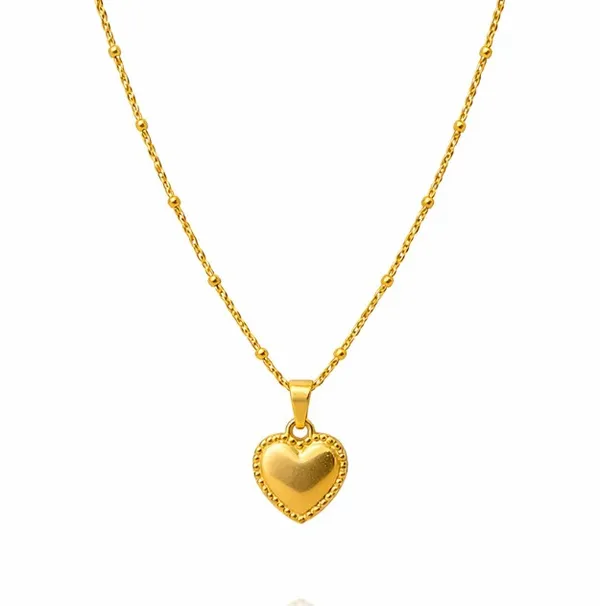 Hammered_Heart_Pendant_Gold_Toned_Necklace_With_Beaded_Chain