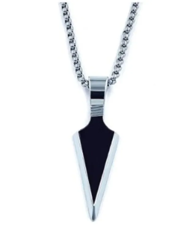 Black_Arrowhead_Pendant_Necklace_For_Men_With_Silver_Ball_Chain