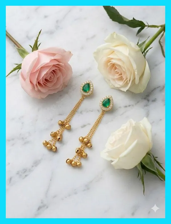 Green_Stone_Drop_Earrings_With_Golden_Ghungroo_Danglers