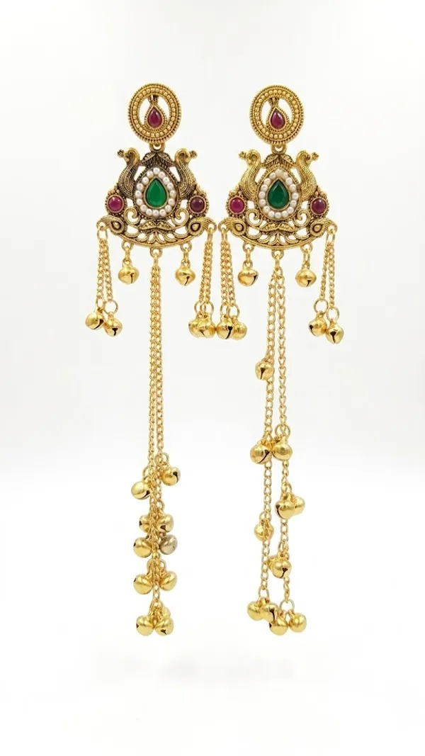 Traditional_Gold_Toned_Kundan_Chandbali_Earrings_With_Long_Chain_Tassels