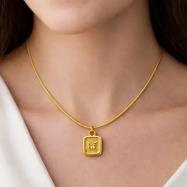 Gold_Plated_Butterfly_Pendant_Necklace_With_Snake_Chain