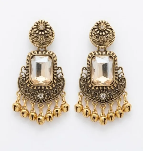 Antique_Gold_Plated_Statement_Earrings_With_Crystal_Stone_And_Golden_Bead_Danglers