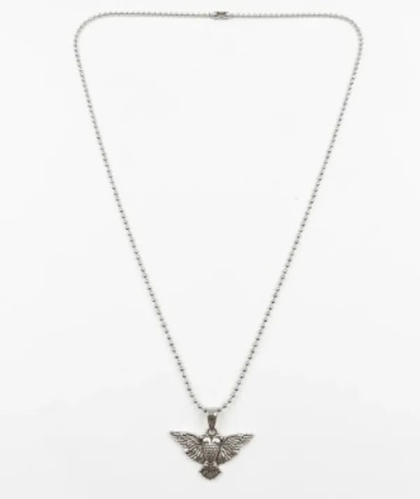 Stylish_Silver_Toned_Flying_Eagle_Pendant_Necklace_For_Men