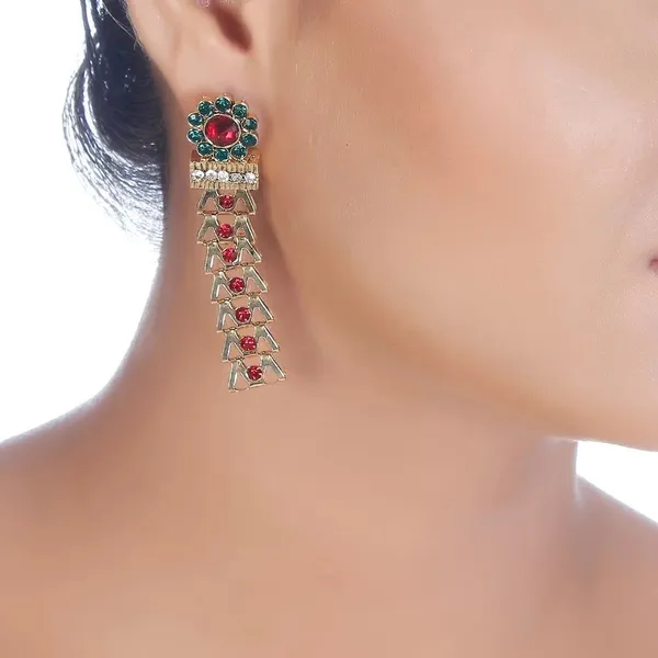 Antique_Gold_Plated_Kundan_Necklace_Set_With_Red_And_Green_Stones