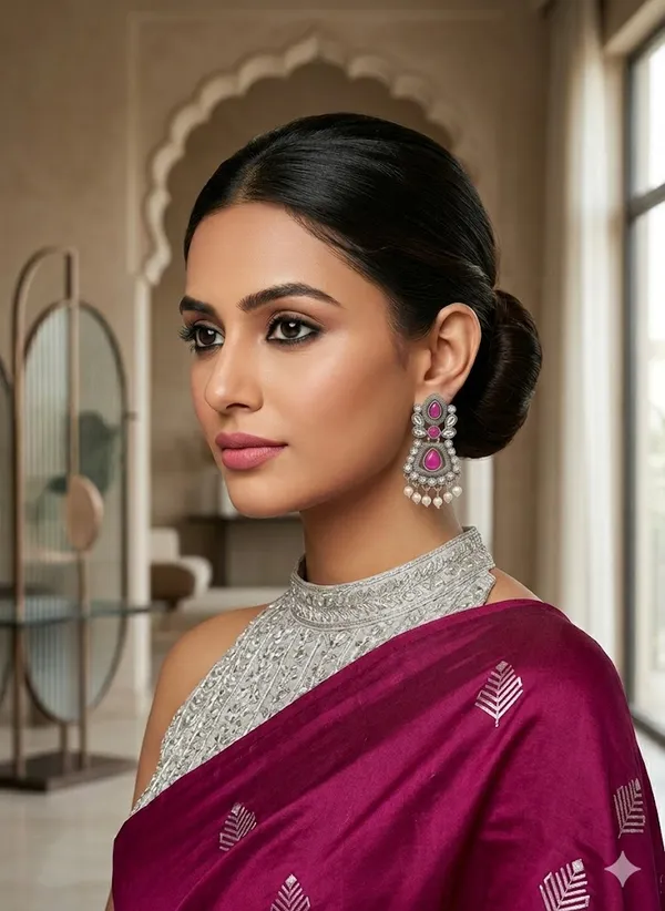 Oxidized_Silver_Pink_Stone_Chandbali_Earrings_With_Pearl_Drops