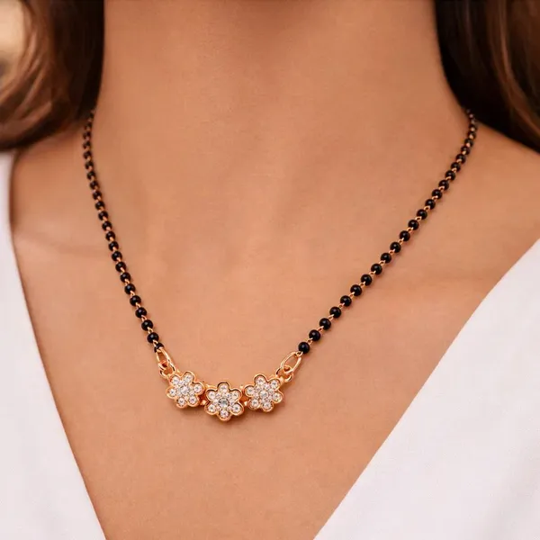 Elegant_Floral_Diamond_Studded_Mangalsutra_With_Black_Bead_Chain