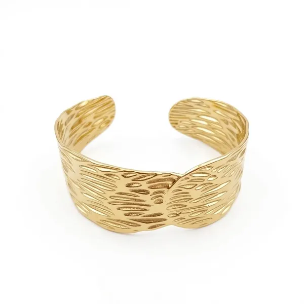 Gold_Toned_Textured_Cuff_Bracelet_For_Women