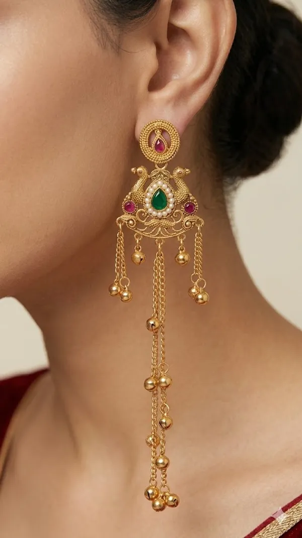Traditional_Gold_Toned_Kundan_Chandbali_Earrings_With_Long_Chain_Tassels