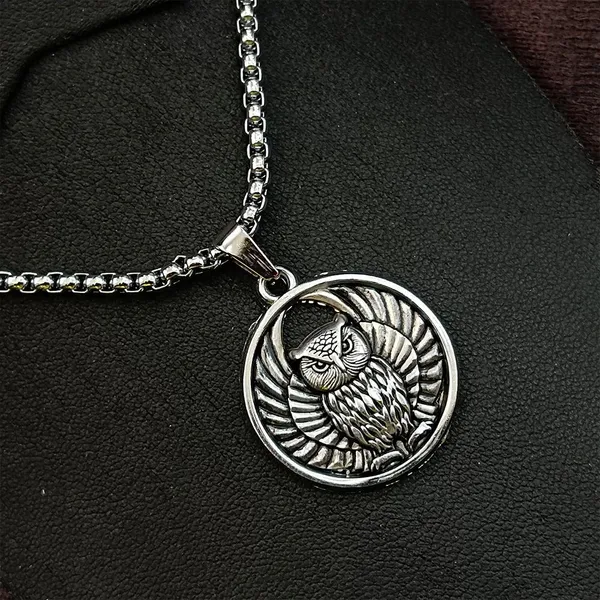 Owl_Pendant_Necklace_With_Chain_Silver_Toned_Circular_Design