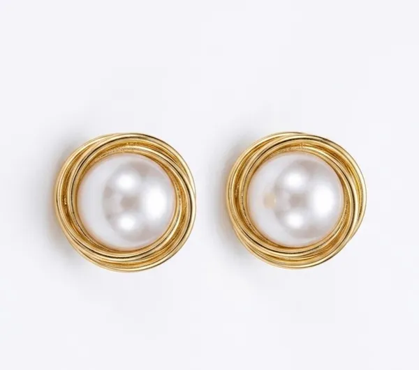 Golden_Spiral_Pearl_Stud_Earrings