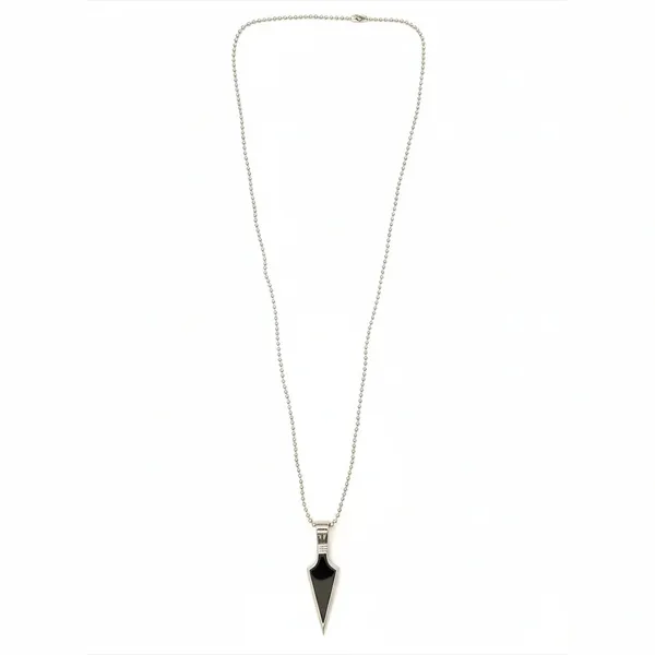 Black_Arrowhead_Pendant_Necklace_For_Men_With_Silver_Ball_Chain