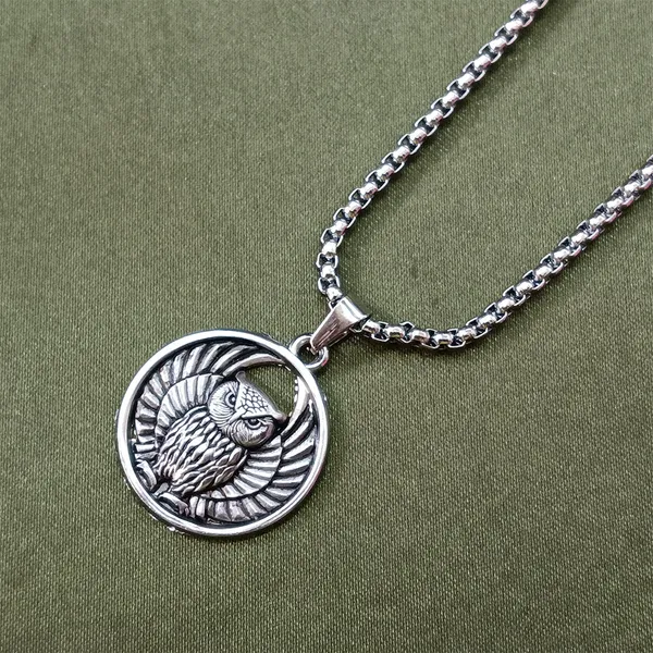 Owl_Pendant_Necklace_With_Chain_Silver_Toned_Circular_Design
