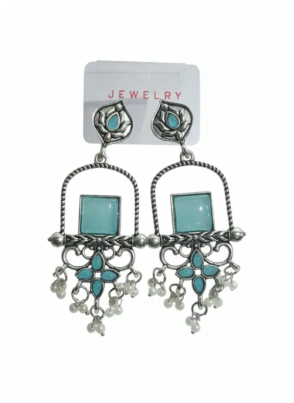Oxidized_Silver_Turquoise_Stone_Earrings_Ethnic_Chandbali_Danglers