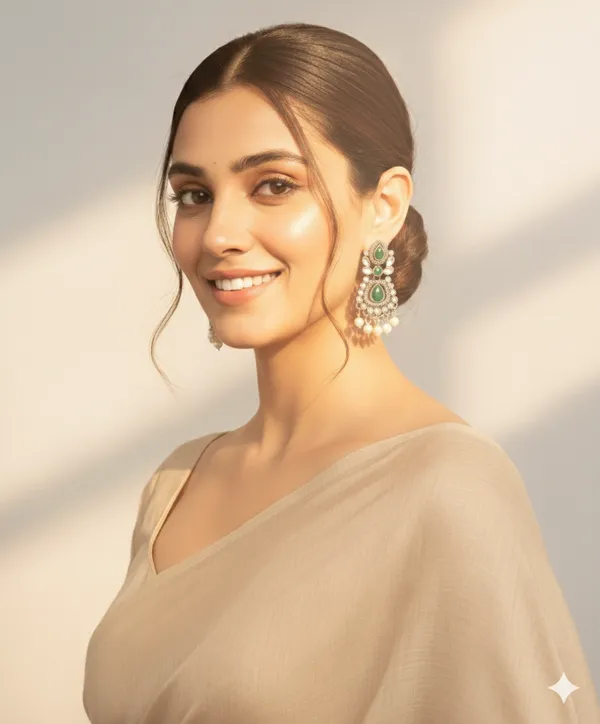 Oxidized_Silver_Green_Stone_Jhumka_Earrings_With_Pearl_Dangles