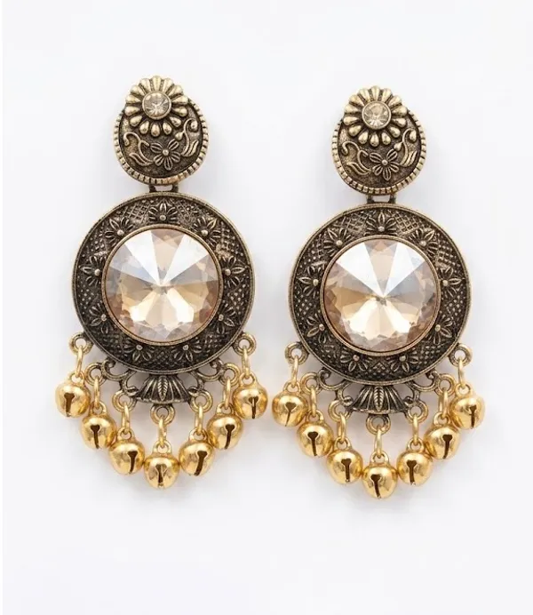 Antique_Gold_Plated_Chandbali_Earrings_With_Champagne_Crystal_Stone_And_Golden_Beads