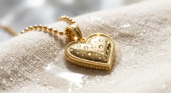 Hammered_Heart_Pendant_Gold_Toned_Necklace_With_Beaded_Chain