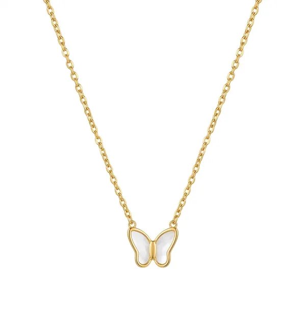 Elegant_Butterfly_Pendant_Necklace_White_Enamel_And_Gold_Chain