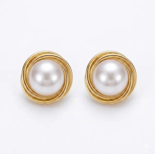 Golden_Spiral_Pearl_Stud_Earrings