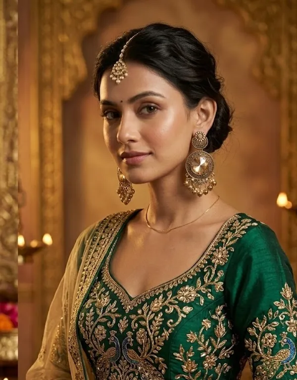 Antique_Gold_Plated_Chandbali_Earrings_With_Champagne_Crystal_Stone_And_Golden_Beads