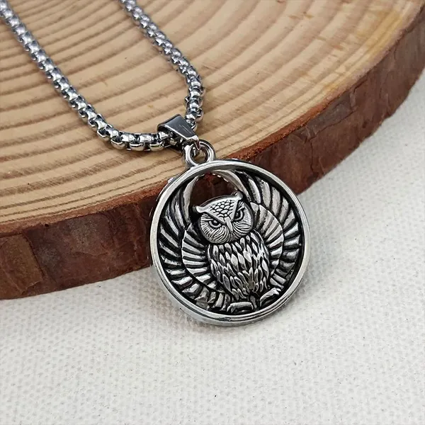 Owl_Pendant_Necklace_With_Chain_Silver_Toned_Circular_Design