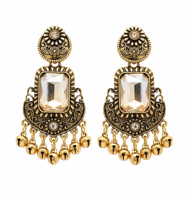 Antique_Gold_Plated_Statement_Earrings_With_Crystal_Stone_And_Golden_Bead_Danglers