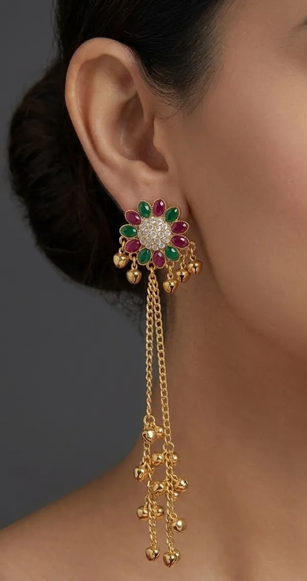 Traditional_Gold_Plated_Floral_Earrings_With_Long_Chain_Danglers