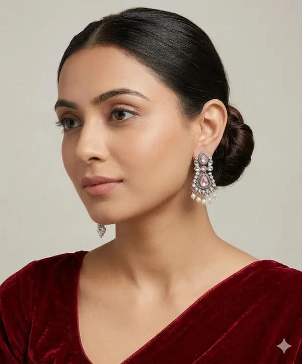 Yatiskar_German_Silver_Pink_&_White_Stone_Studded_Jhumka_Style_Drop_Earrings_with_Pearls