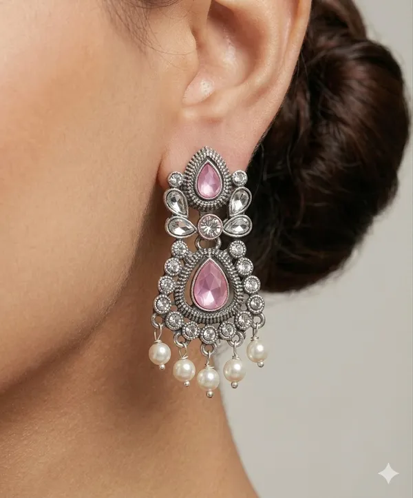 Yatiskar_German_Silver_Pink_&_White_Stone_Studded_Jhumka_Style_Drop_Earrings_with_Pearls