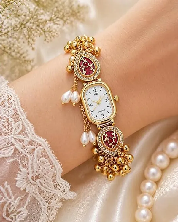 Yatiskar_Kashmiri_Ethnic_Bracelet_Watch_for_Girls_and_Women_|_Traditional_Kundan_&_Meenakari_Work_with_Pearl_Tassels_|_Designer_Jewelry_Wristwatch_for_Weddings,_Festivals_&_Gifting