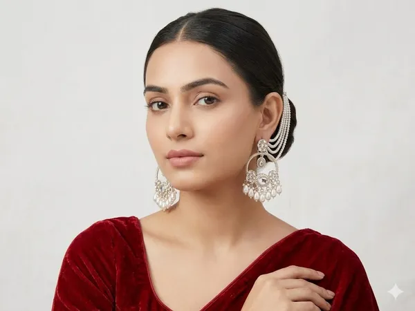 Yatiskar_Traditional_Kundan_&_Pearl_Bahubali_Earrings_|_Multi-Strand_Pearl_Sahare_Hair_Chains_|_Ethnic_Gold_Plated_Chandbali_Drop_Earrings_for_Women_&_Girls_|_Bridal,_Festive,_and_Wedding_Wear_Jewelry