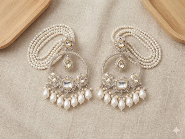 Yatiskar_Traditional_Kundan_&_Pearl_Bahubali_Earrings_|_Multi-Strand_Pearl_Sahare_Hair_Chains_|_Ethnic_Gold_Plated_Chandbali_Drop_Earrings_for_Women_&_Girls_|_Bridal,_Festive,_and_Wedding_Wear_Jewelry