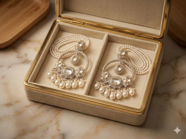 Yatiskar_Traditional_Kundan_&_Pearl_Bahubali_Earrings_|_Multi-Strand_Pearl_Sahare_Hair_Chains_|_Ethnic_Gold_Plated_Chandbali_Drop_Earrings_for_Women_&_Girls_|_Bridal,_Festive,_and_Wedding_Wear_Jewelry