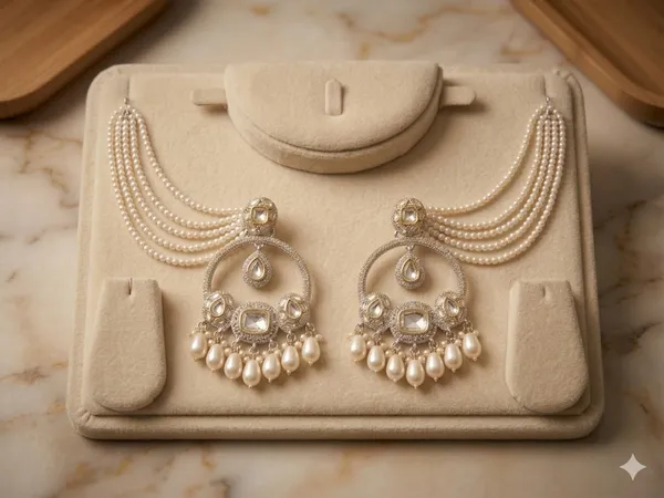Yatiskar_Traditional_Kundan_&_Pearl_Bahubali_Earrings_|_Multi-Strand_Pearl_Sahare_Hair_Chains_|_Ethnic_Gold_Plated_Chandbali_Drop_Earrings_for_Women_&_Girls_|_Bridal,_Festive,_and_Wedding_Wear_Jewelry
