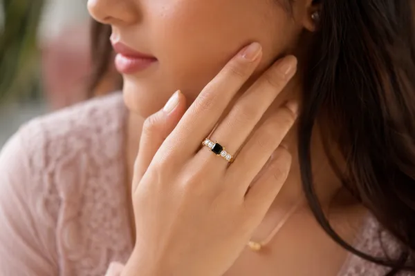 Yatiskar™_Adjustable_Black_Stone_&_Zircon_Gold-Plated_Ring_for_Women_and_Girls