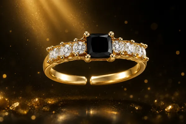 Yatiskar™_Adjustable_Black_Stone_&_Zircon_Gold-Plated_Ring_for_Women_and_Girls