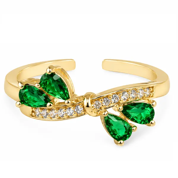 Yatiskar™_Emerald_Butterfly_Adjustable_Ring_–_18K_Gold_Plated_with_Pear-Cut_Zirconia