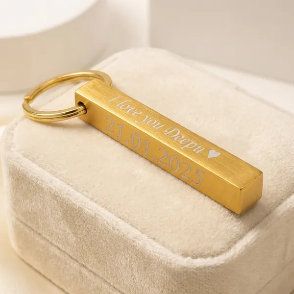 Gold_Metal_Keychain_For_Housewarming,_Couples,_Car_Keys