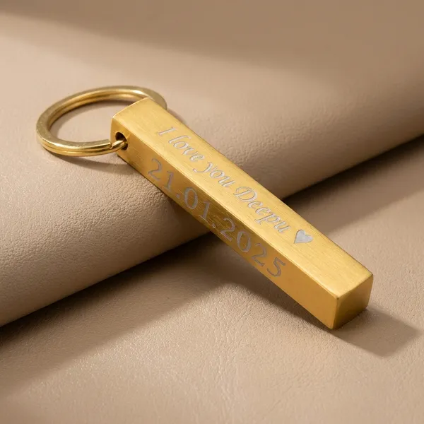 Gold_Metal_Keychain_For_Housewarming,_Couples,_Car_Keys